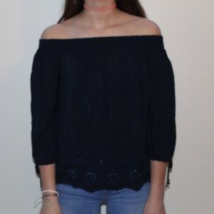 off the shoulder NAVY blouse